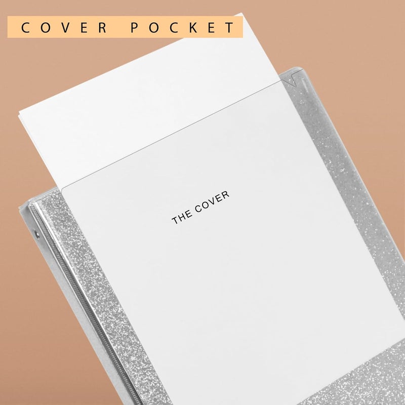 Nature Touch 3 Ring Binder, Glitter 1 Inch Organizer (10.5'' x 11.5'') Holds 8.5’’ x 11’’ Letter Size 300 Pages, Waterproof Durable View Binder, 1 Pack, Silver - Image 5